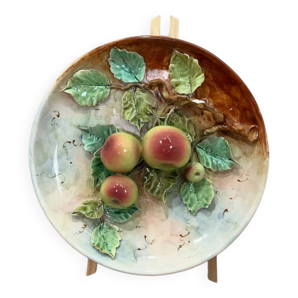 Vintage Plat + égouttoir passoire Fraises Barbotine