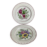 Pair of openwork plates with floral decoration “Les Islettes” early 19th century