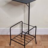 Perforated metal telephone holder console from the 1950s, 65 cm