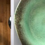 Large dish of the 1950s with wavy edge color green celadon