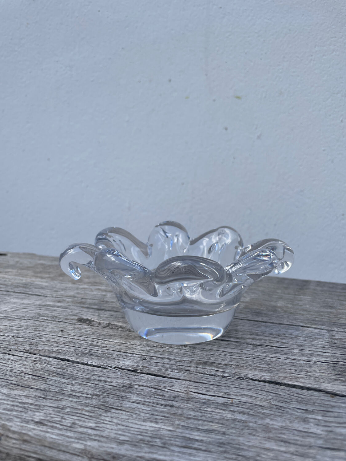 Crystal tea light candle holder in glass Cristallerie Lorraine