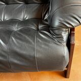 Canapéen jacaranda brésilien et cuir de Jean Gillon pour Italma 1960