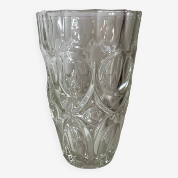 Vase en verre facetté vintage