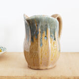 Art Nouveau inspired pitcher in flamed stoneware in the Denbac Rambervillers style