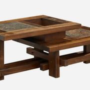 Oak coffee table Wood slate France 1960s