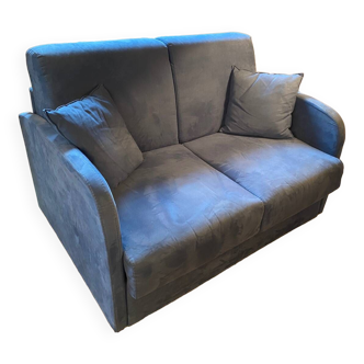 Small blue convertible sofa