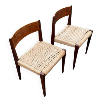 Paire de chaises vintage minimalistes "Pia" de Poul Cadovius pour Royal Persiennen, Danemark