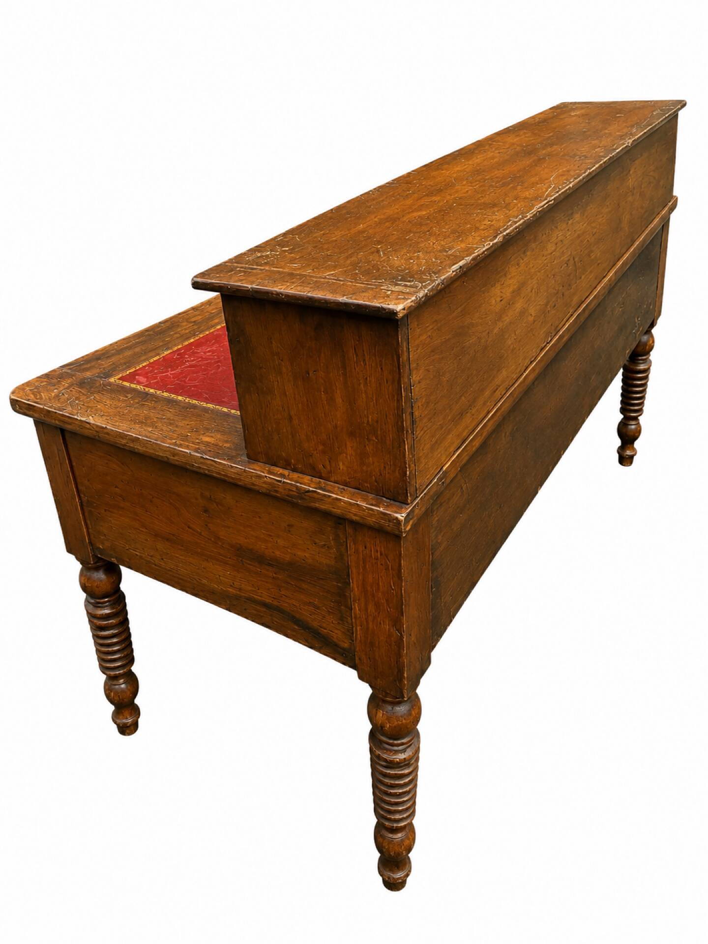 Large library desk with display cabinet and secretary with drawers, 19th century French.