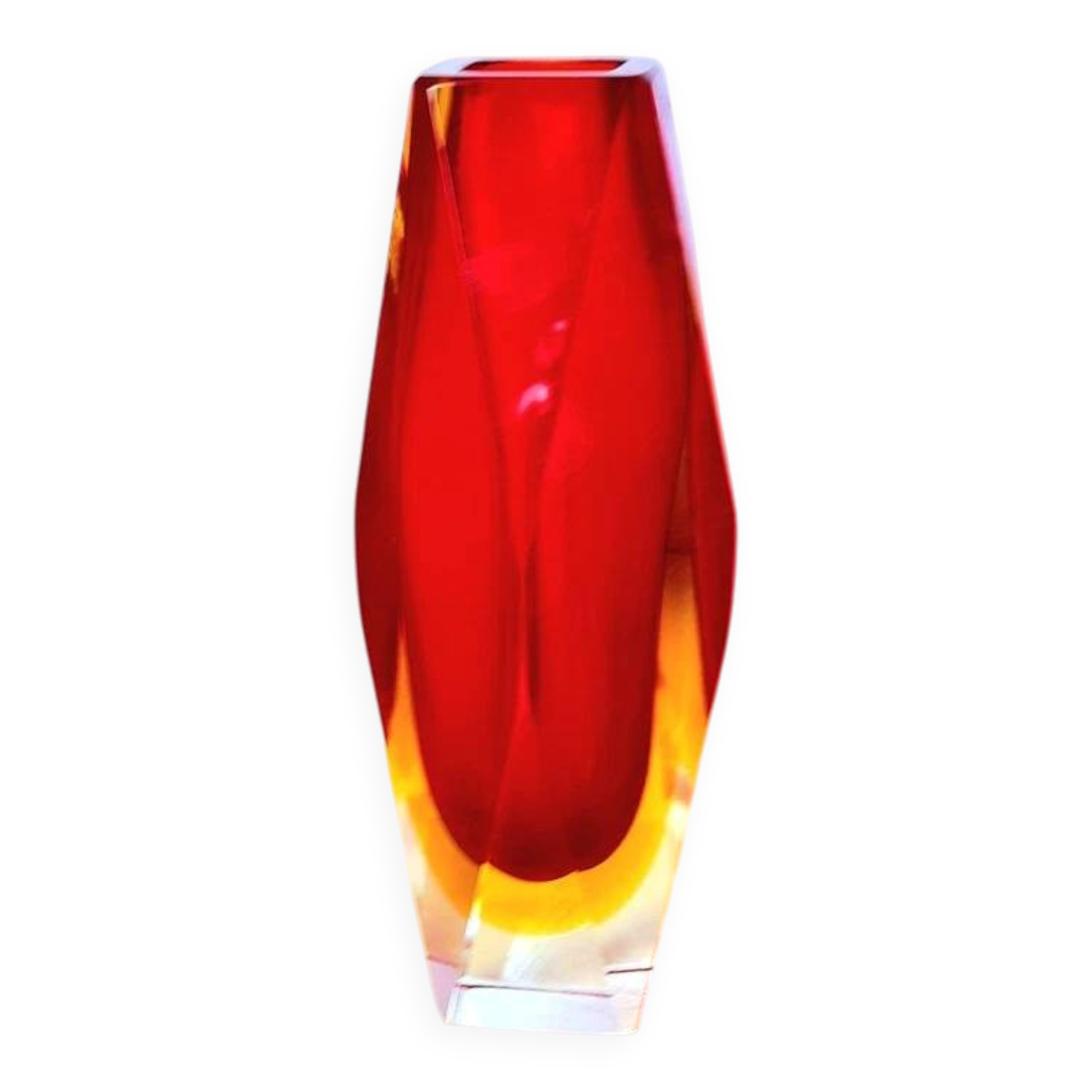 Sommerso vase prism, Flavio Poli, Murano 1970