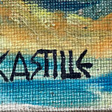 Marine painting "Mediterranean Port" post cubist signed P. Castille Orientaliste