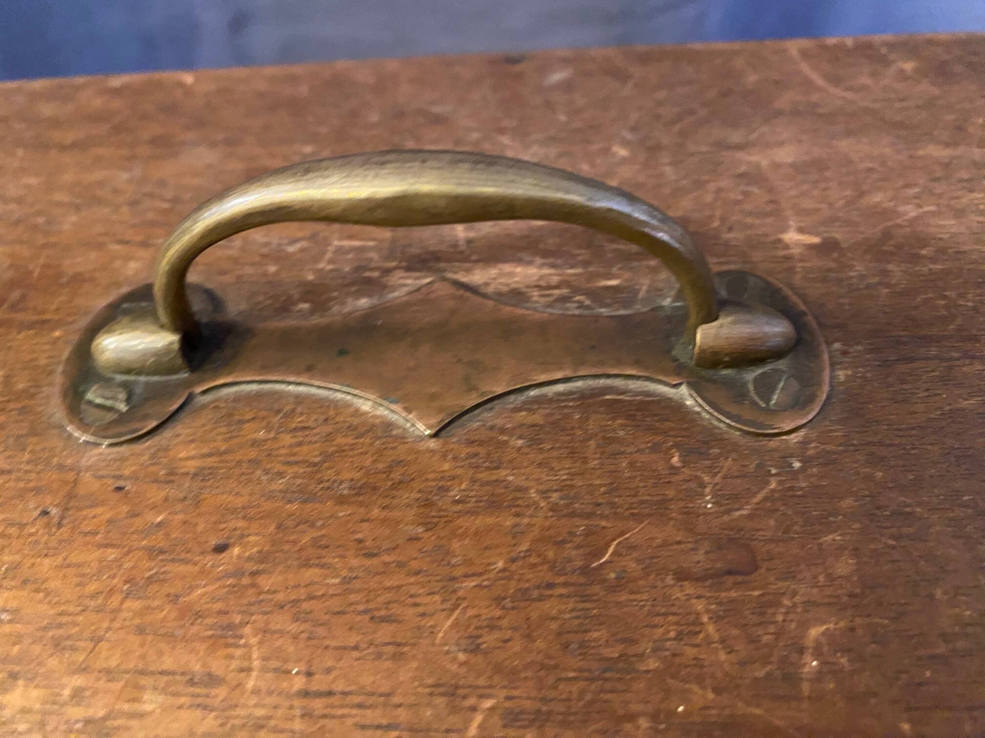 Old wooden box early 20th century market box with brass handle