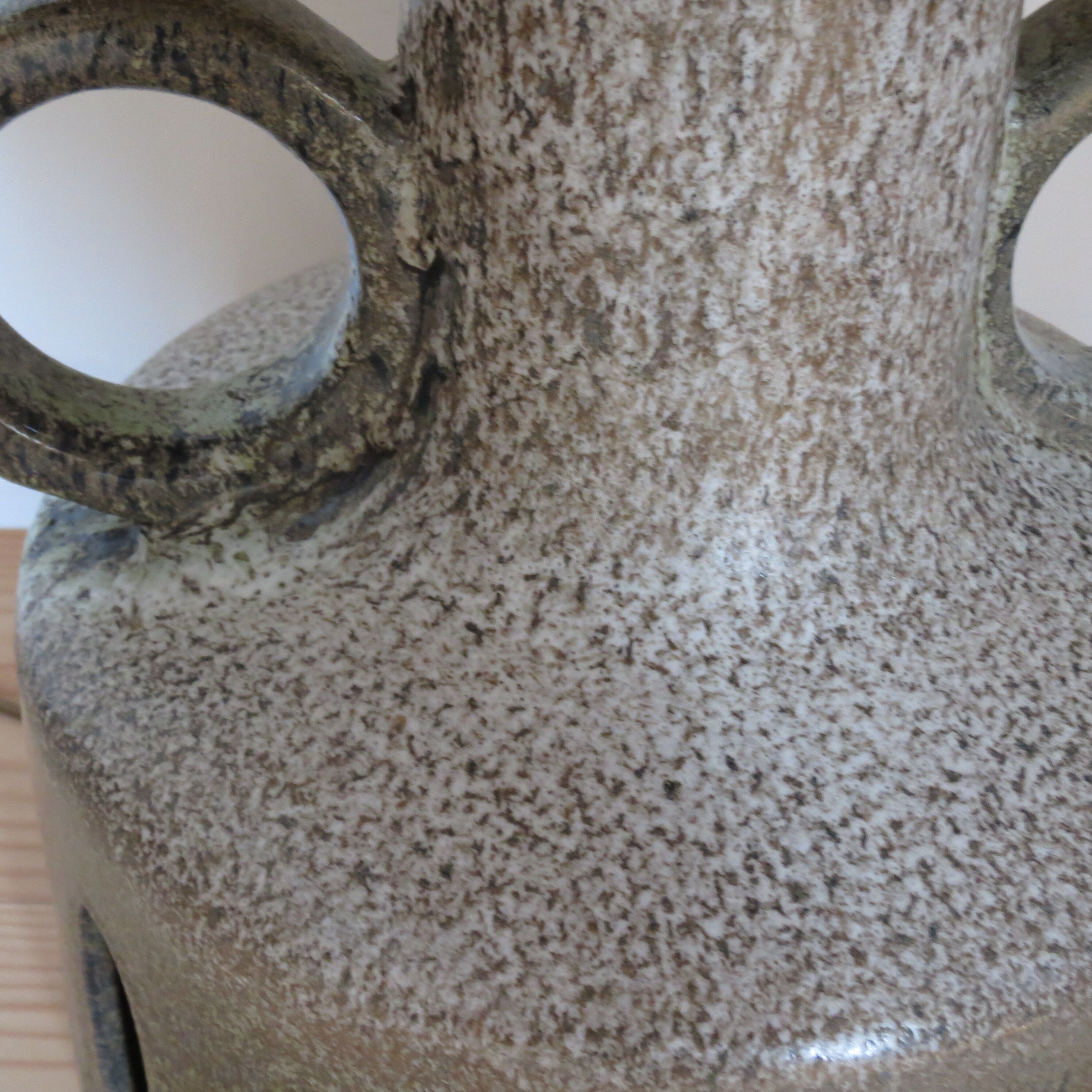 West german fat lava pottery twin bulb floor lamp 1970s