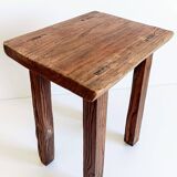 Spanish Baroque Oak Side Table or Stool, Wabi-Sabi Style, 18th C.