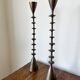 Vintage mid century brutalist hand forged brass candlesticks