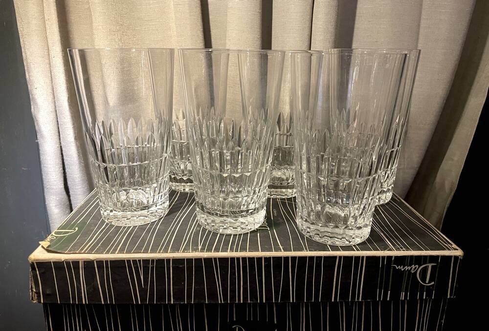 Set of 6 daum crest crest long drink orangeade glasses