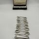 Service of 12 silver-plated metal coffee spoons with tongs and box from around 1900.