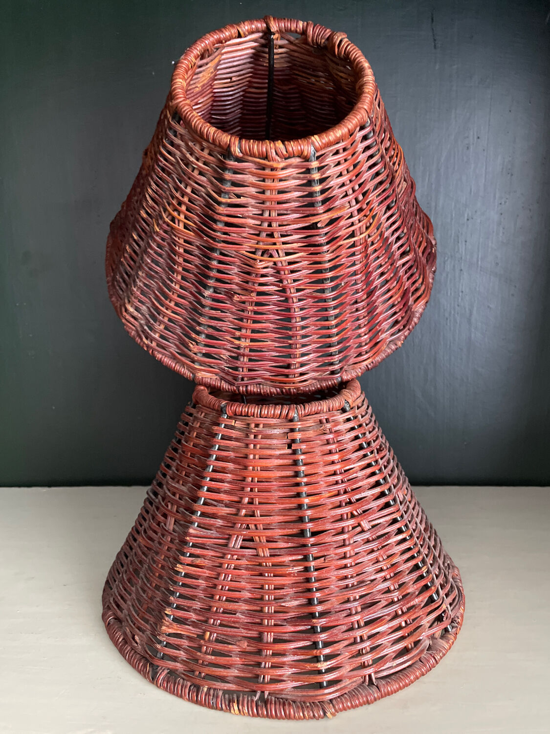 Duo of rattan lampshades