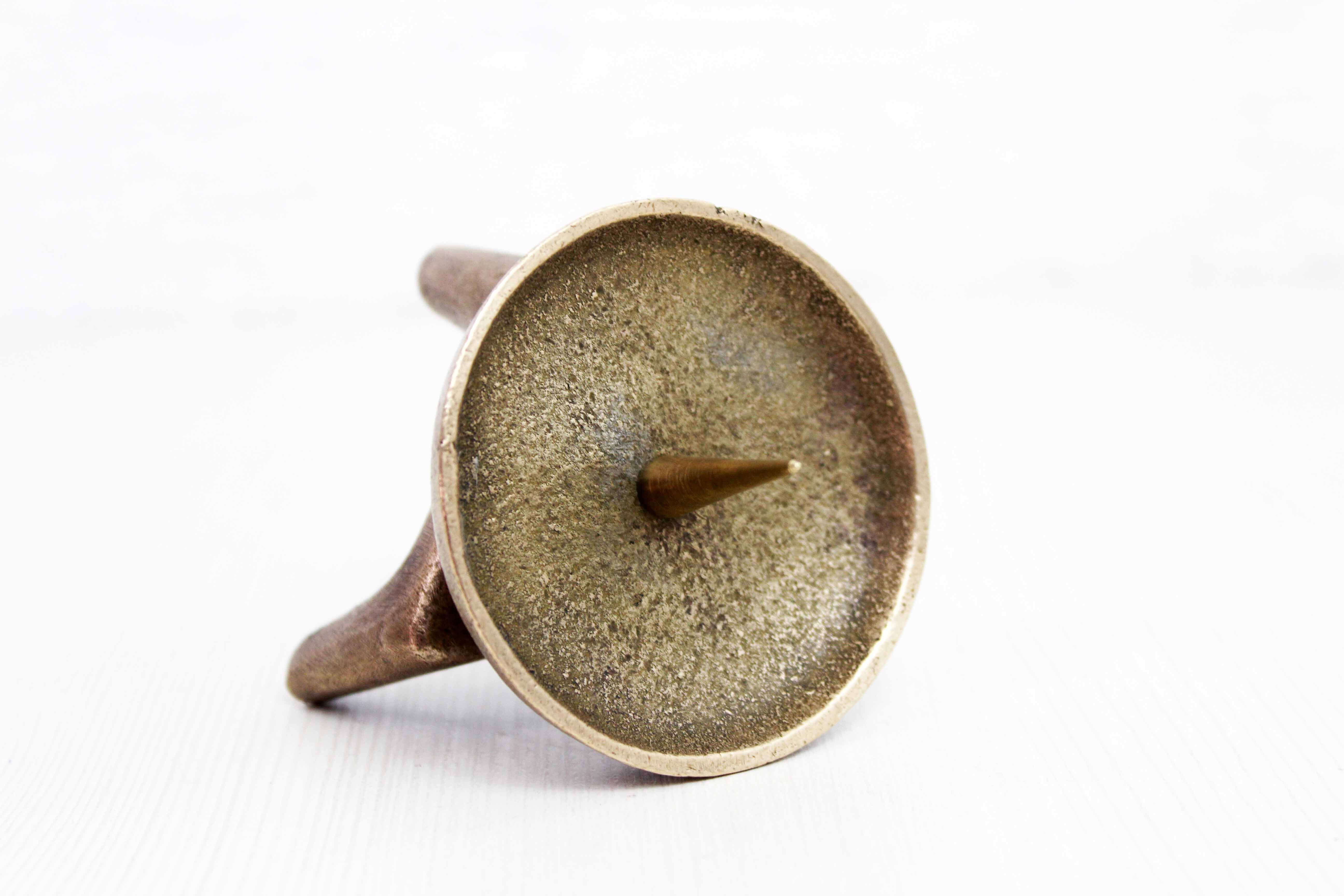 Brutalist bronze candle holder