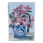 Tableau acrylique sur toile nature morte contemporaine bouquet de fleurs