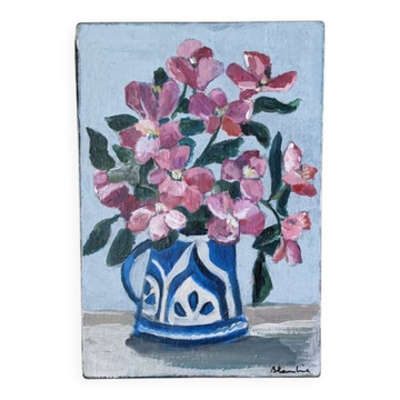 Acrylic painting on canvas contemporary still life bouquet of flowers