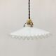 Pairs of vintage suspensions in white opaline with serrated edges