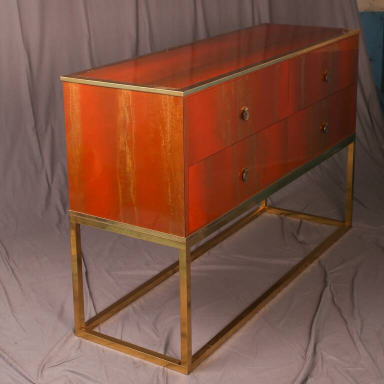Maison JANSEN Commode en laque nuagée vers 1970