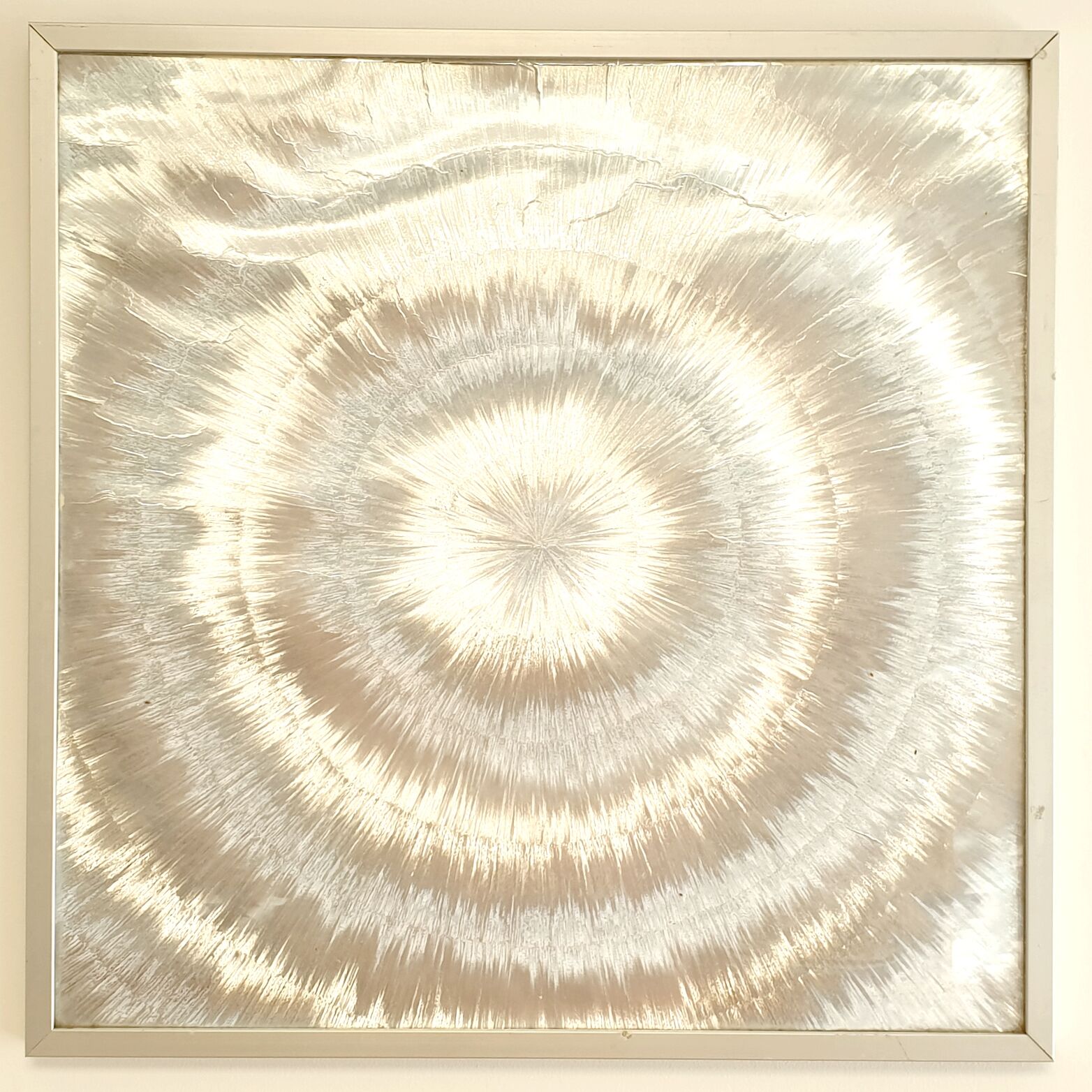 Tableau 70's art cinétique sérigraphie métallisée aluminium brossé