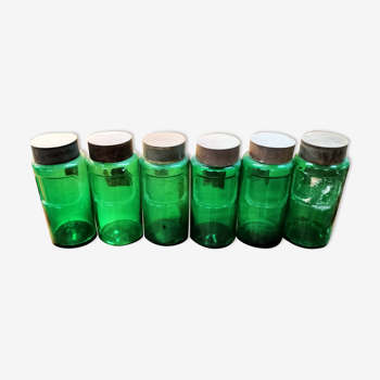 Set of 6 pharmacy jars early 20th in their juice