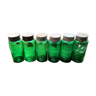 Set of 6 pharmacy jars early 20th in their juice