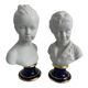 Pair of biscuit busts, Tharaud, Houdon, Louise and Alexandre Brongniart