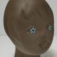 Sculptural ceramic head with blue enamelling Tekt design 60s