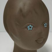 Tête céramique sculpturale à émaillage bleu Tekt design années 60