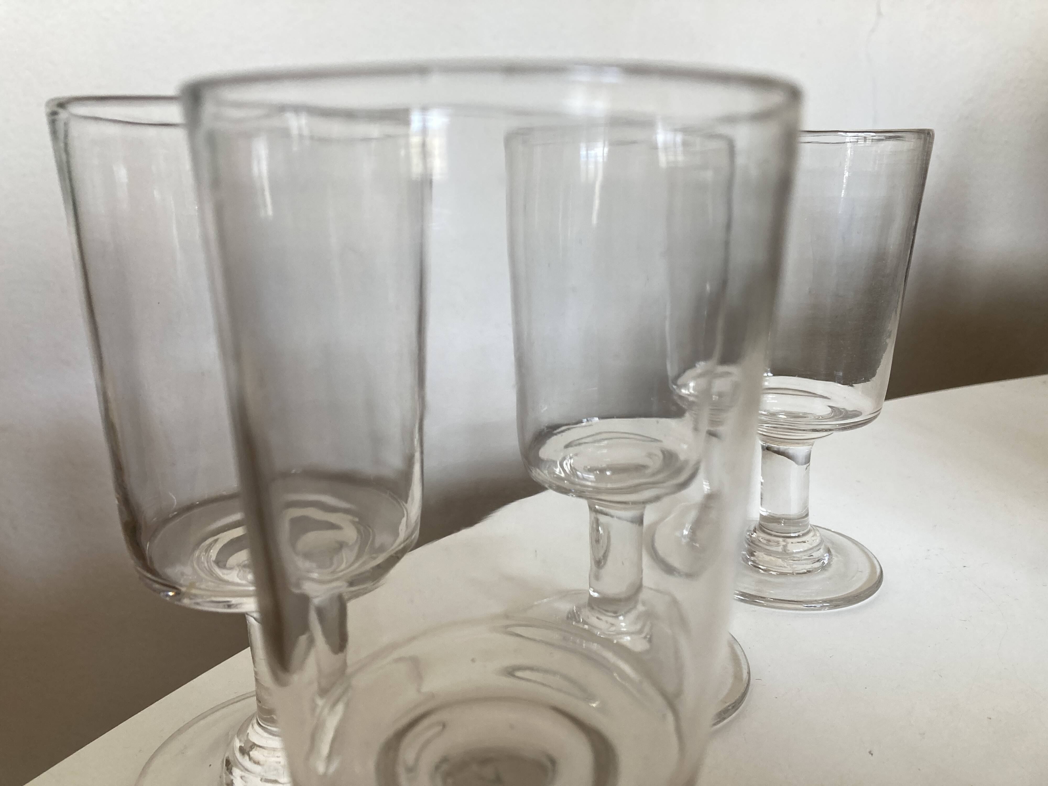 Set de 4 verres rouleau 19e en verre irrégulier