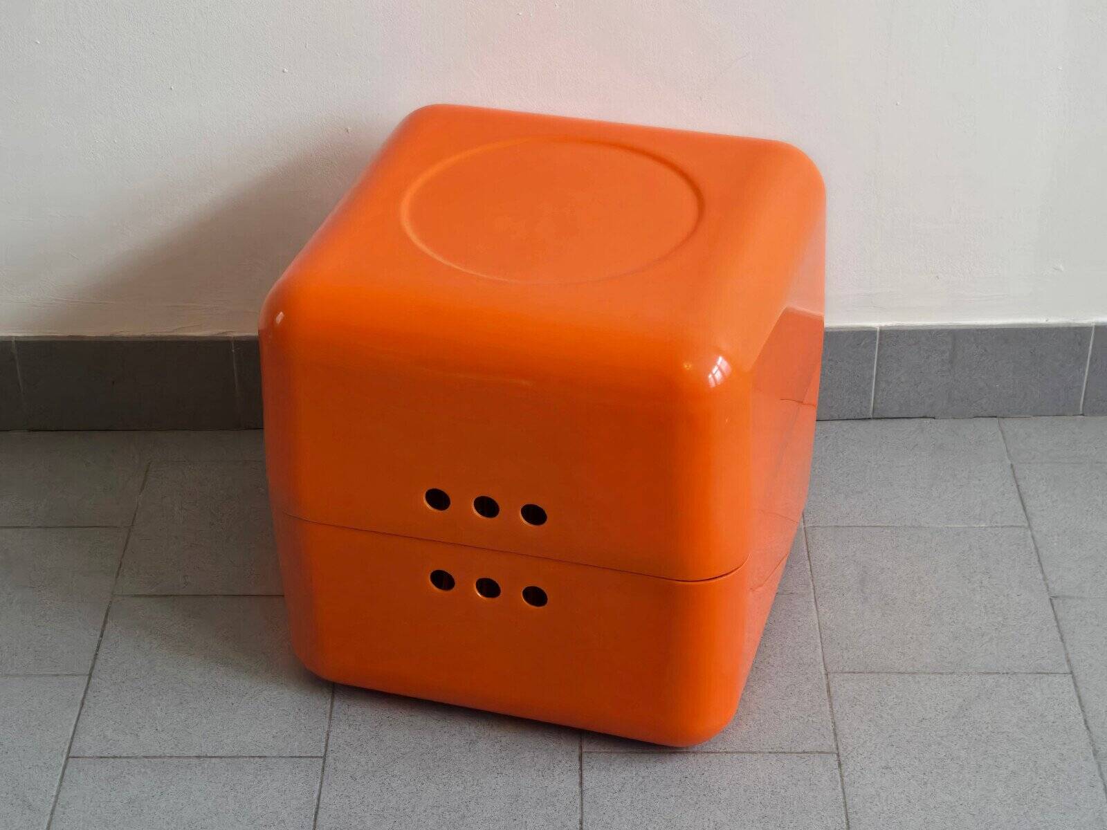 Vintage Orange Document Cube Jean Garçon for Formag 1970s Space Age