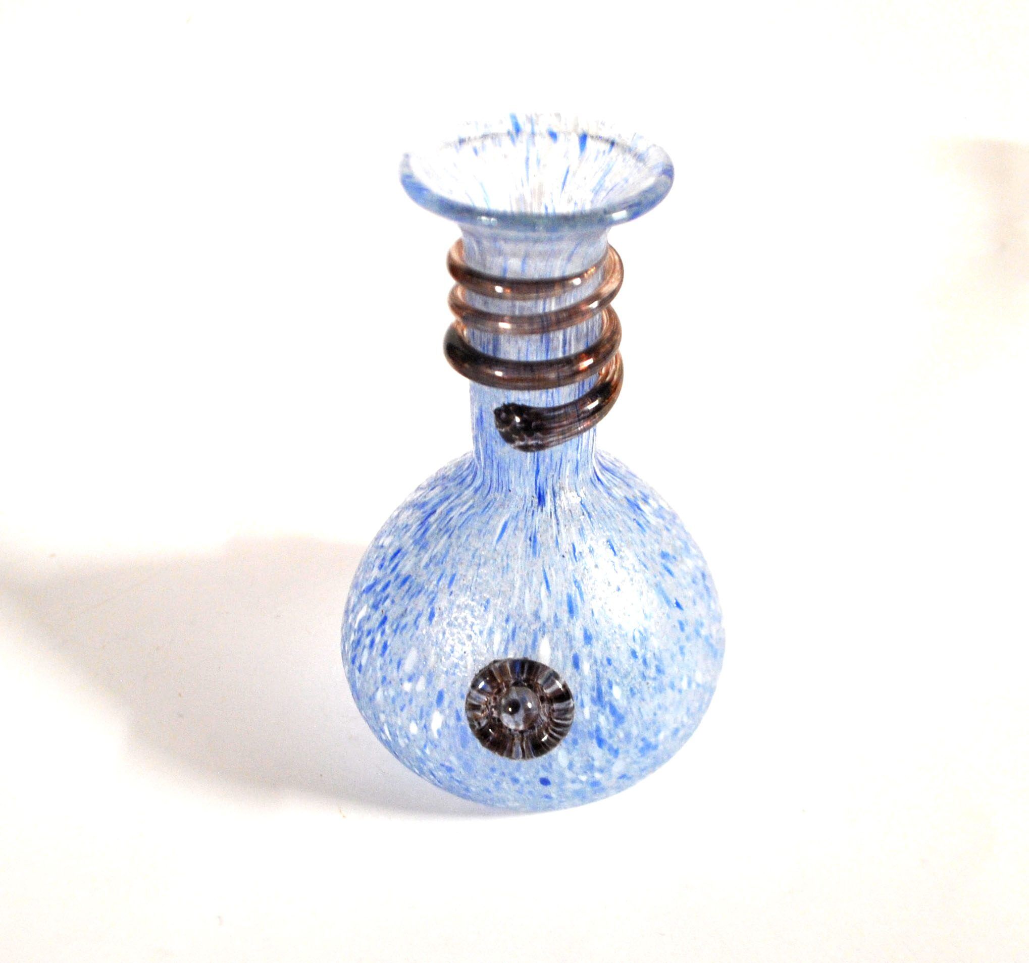 Coloured vase in blue and white glass paste – Murano bottle Italy