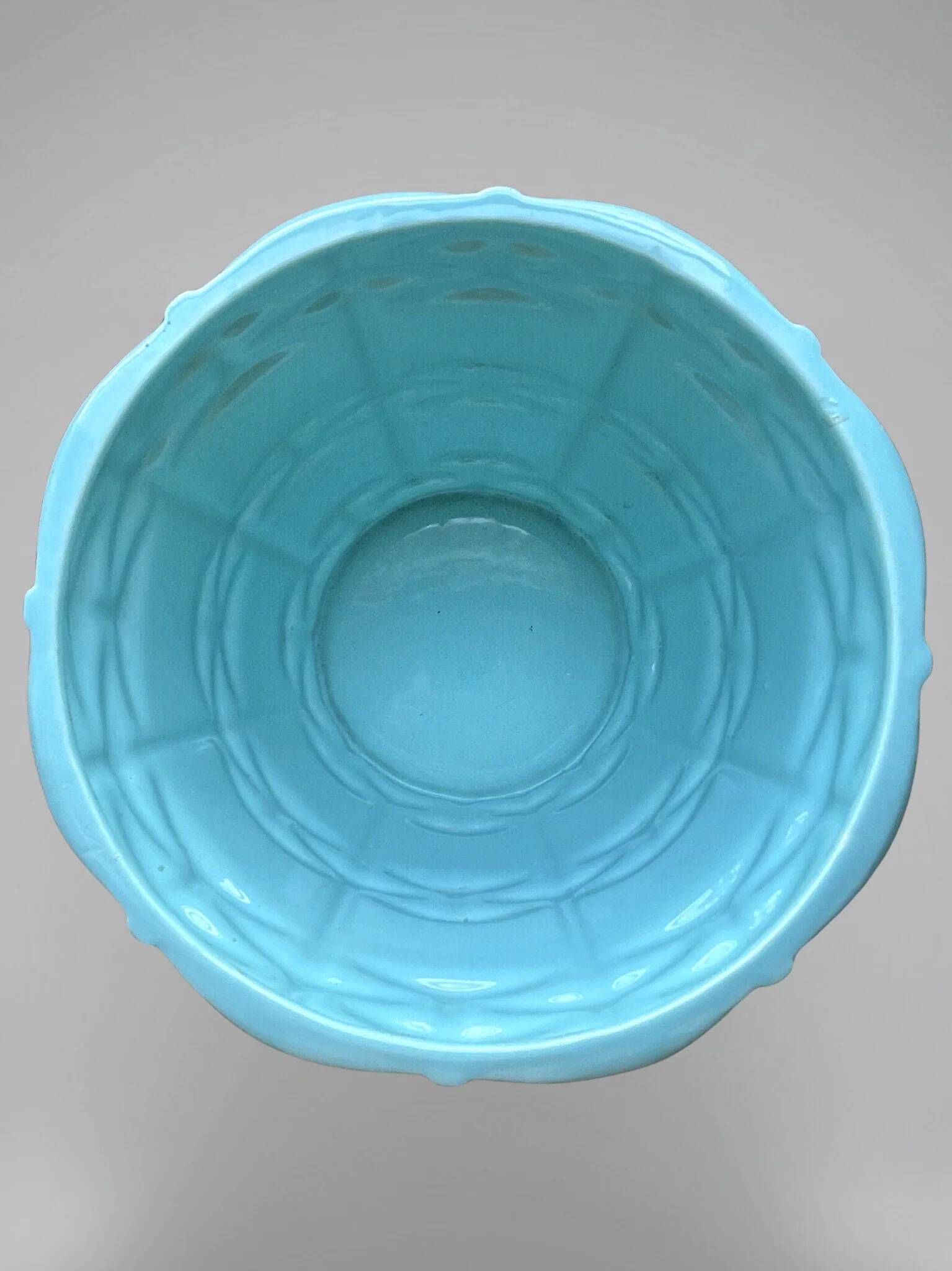 Saint-Clément cache-pot planter signed Blanche Letalle model 4086-000 in blue ceramic and gilding – 28 cm