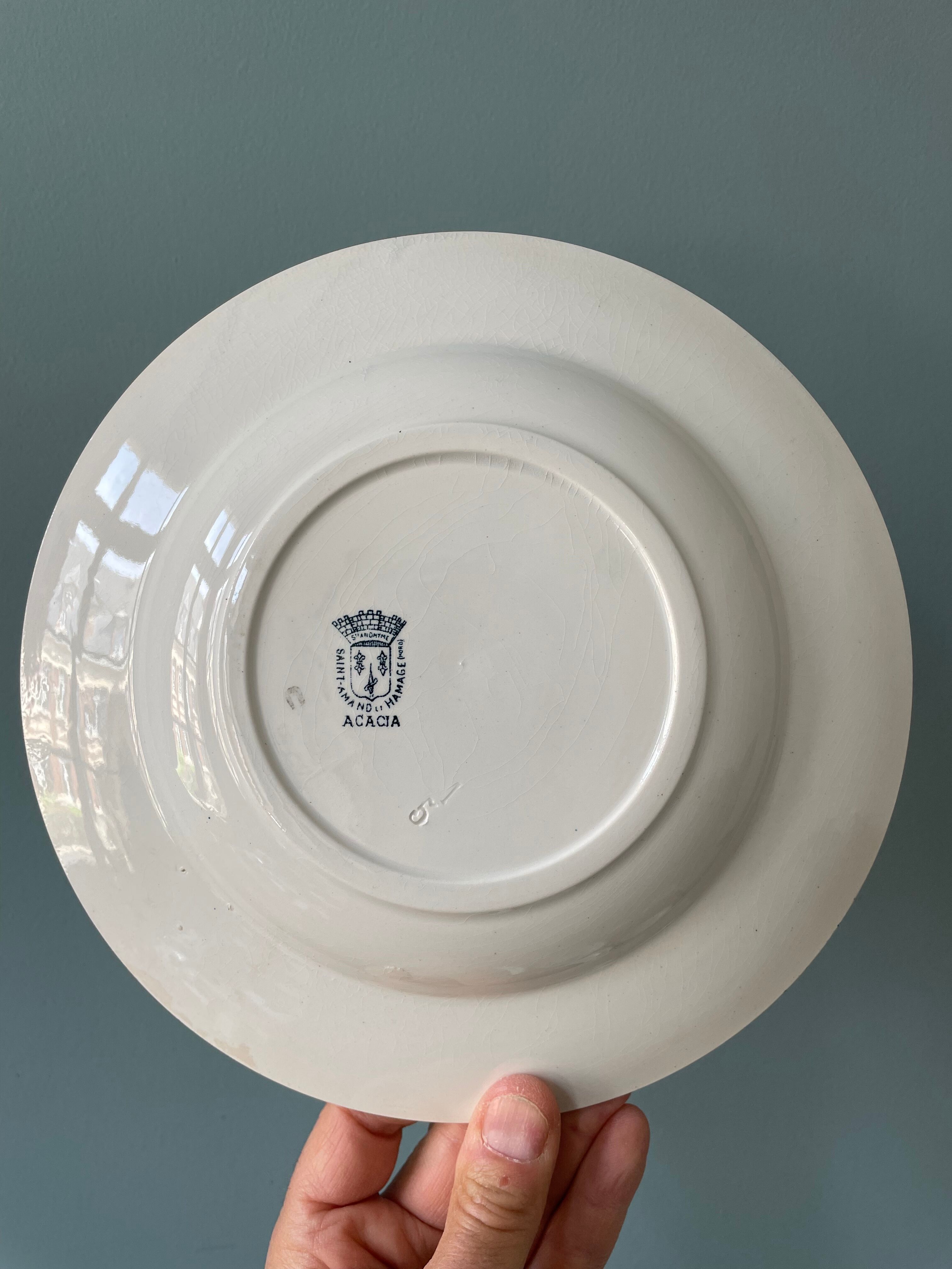 Set of 7 mismatched hollow plates Terre de Fer XIXth