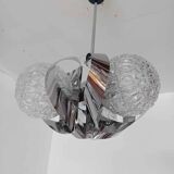 3 ball chandelier with stainless steel frame from the 70s Space Age