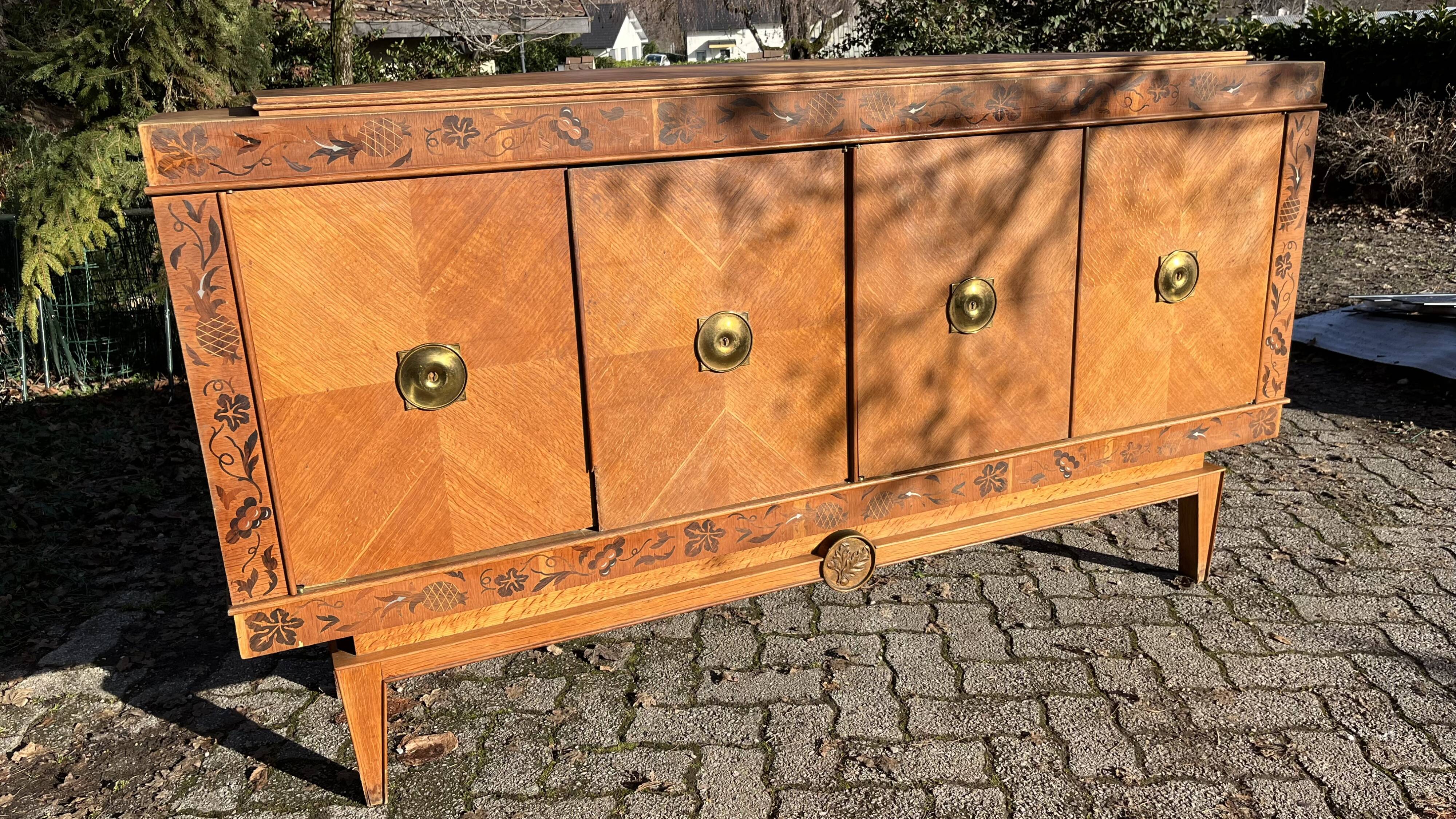 Oak and marquetry row 50s