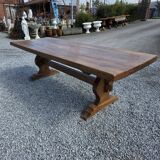 Solid oak monastery table, 243cm L
