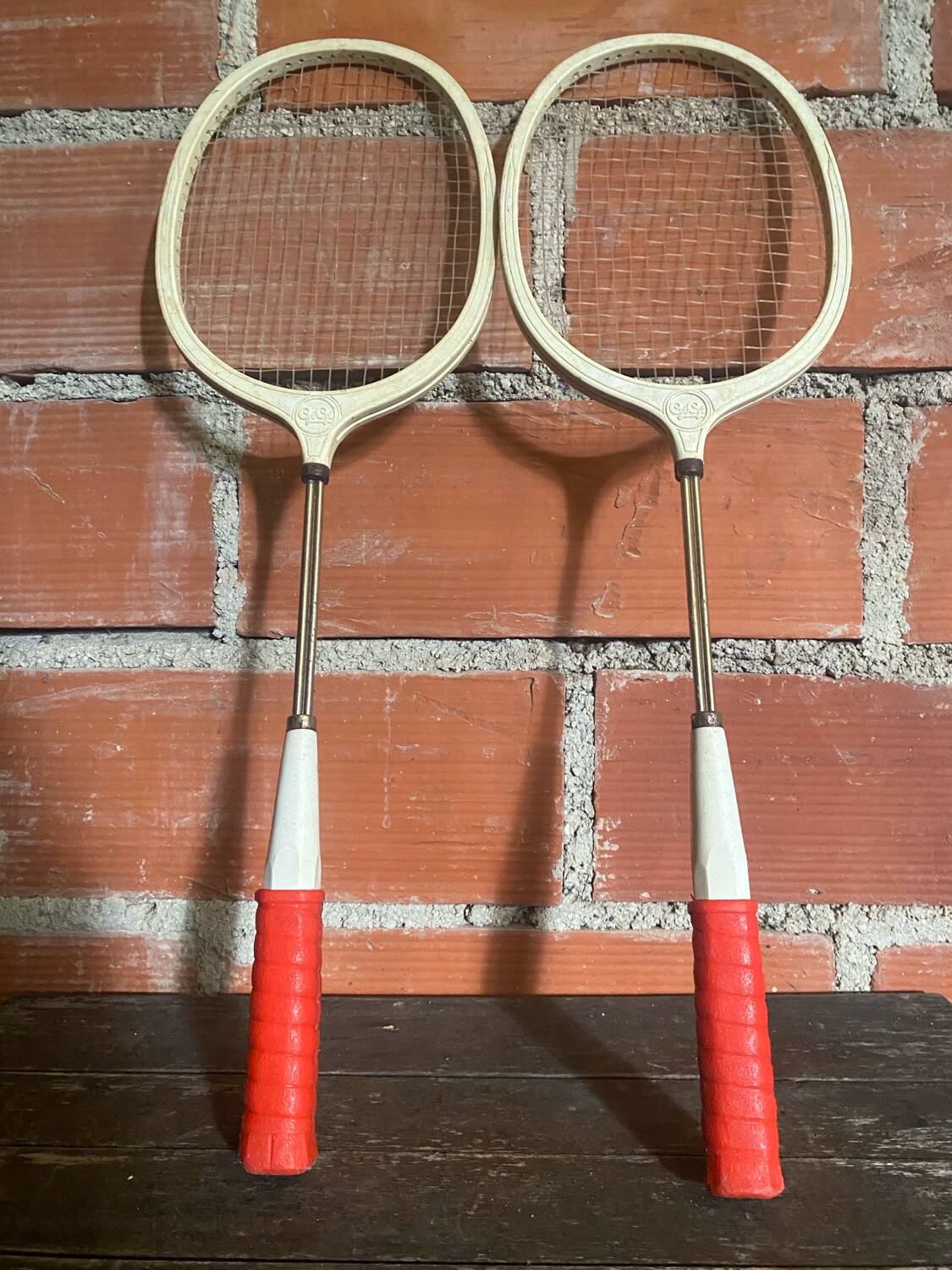Vintage 70s GEGE Plastic + Metal Badminton Racket Pair