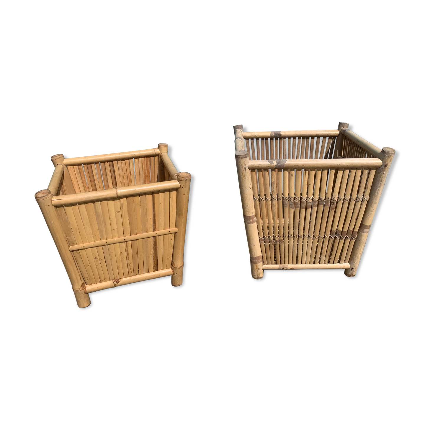 Lot of 2 bamboo pot covers