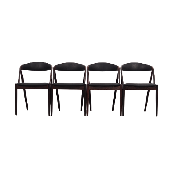 Lot de 4 chaises en palissandre, design danois, années 1970, Kai Kristiansen