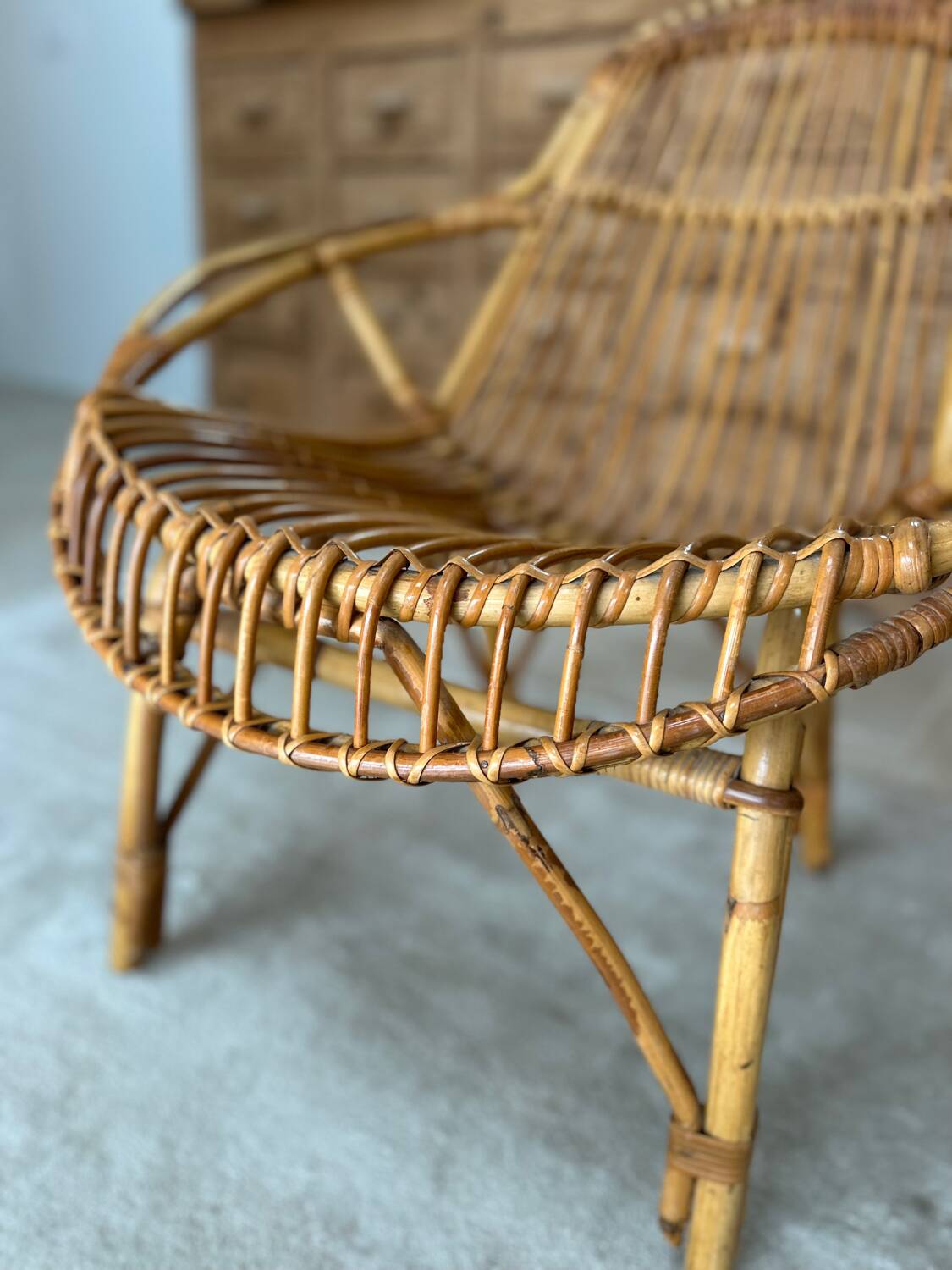 Rattan armchair from the 50s/60s