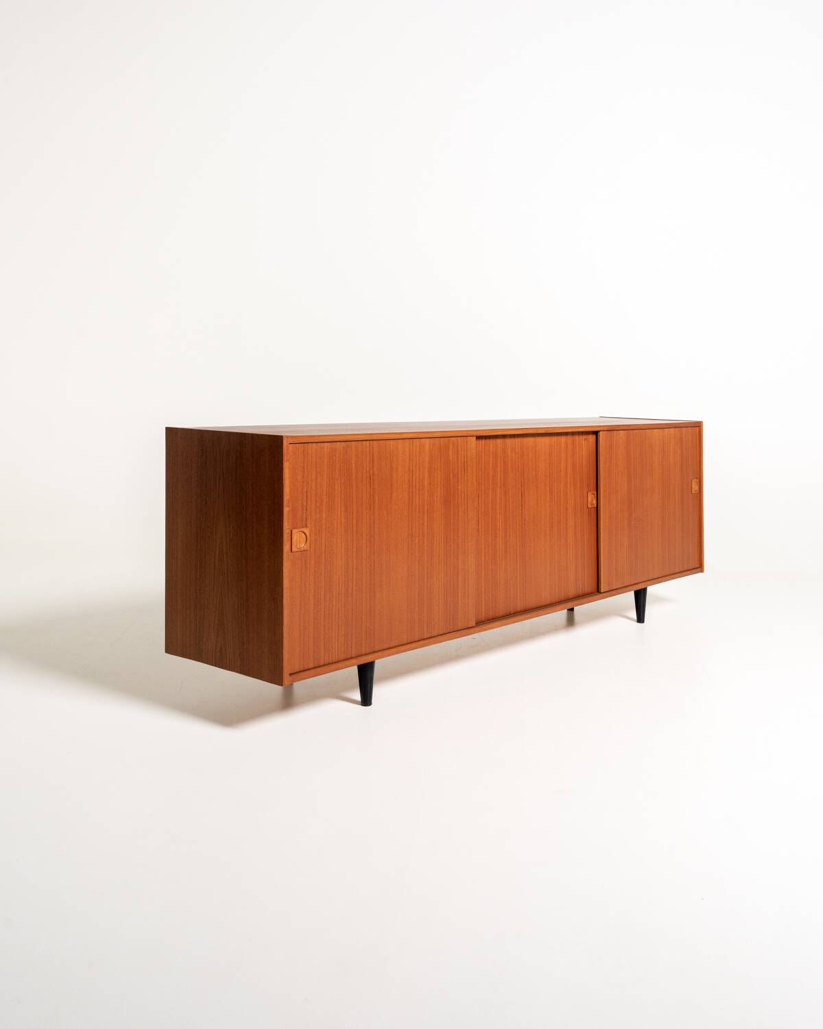 Danish teak sideboard with three sliding doors, 1960s/1970s