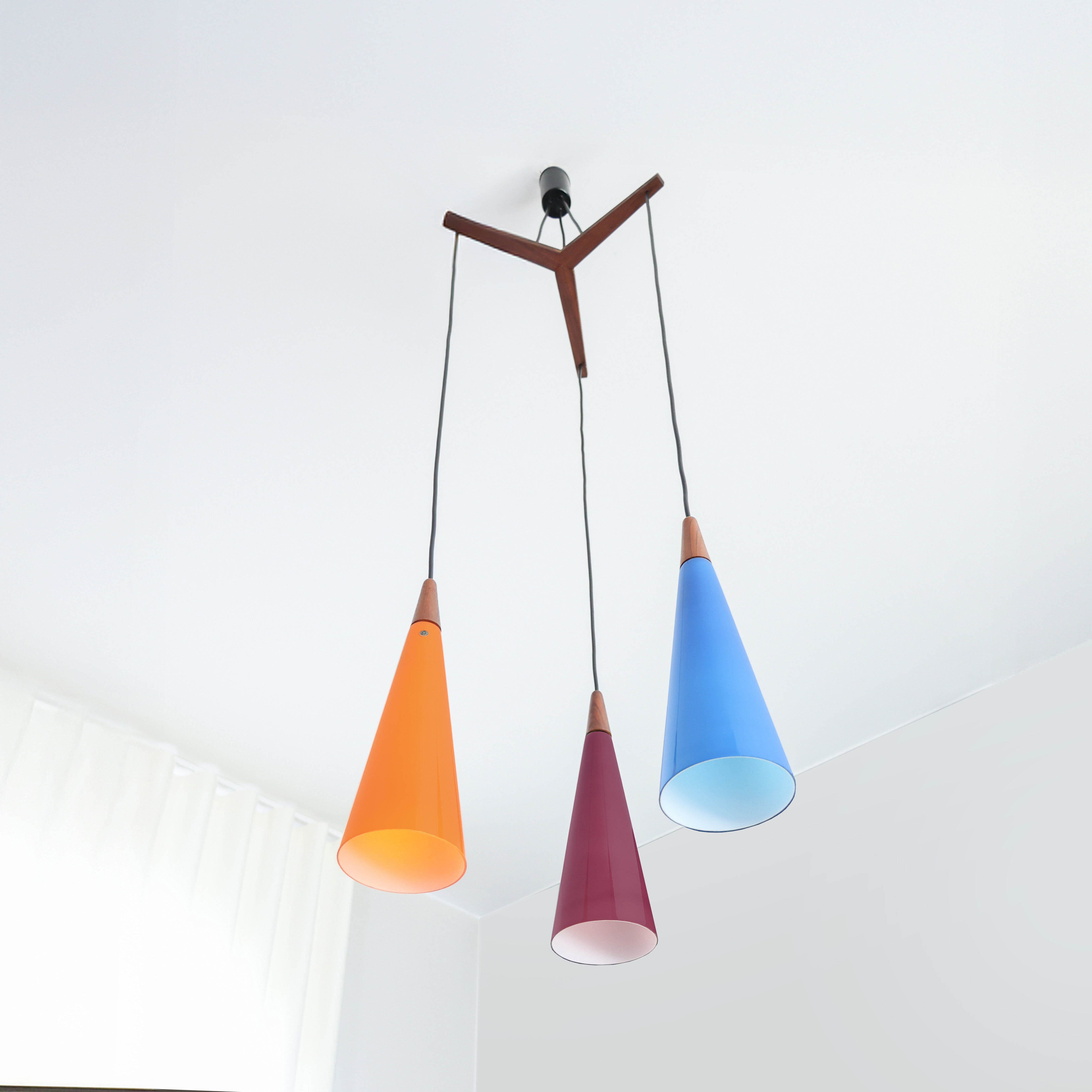 Vintage Holmegaard pendant lamp by E. Jacob, Denmark, 1960s.