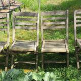 4 teak folding chairs