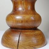 Imposing vintage Scandinavian style lamp designed in turned carved wood with a