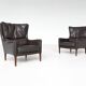 Pair of Durlet lounge chairs in brown leather Belgium 1960
