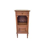 Antique French Oak Bedside Table With Marble Top, early 1900s